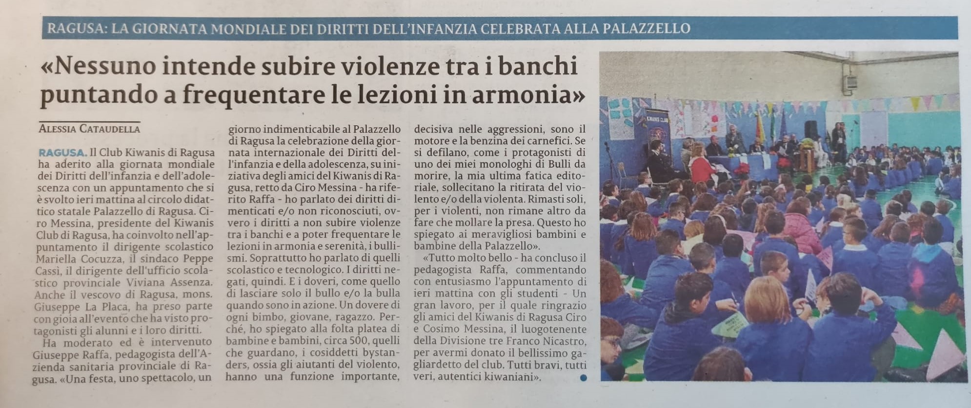 articolo del giornale la sicilia dedicato alla giornata dei diritti alla palazzello