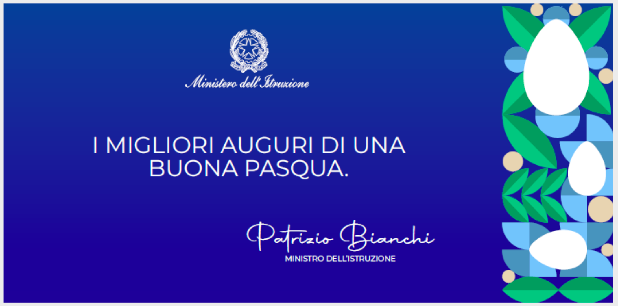 Auguri pasquali dal Ministro